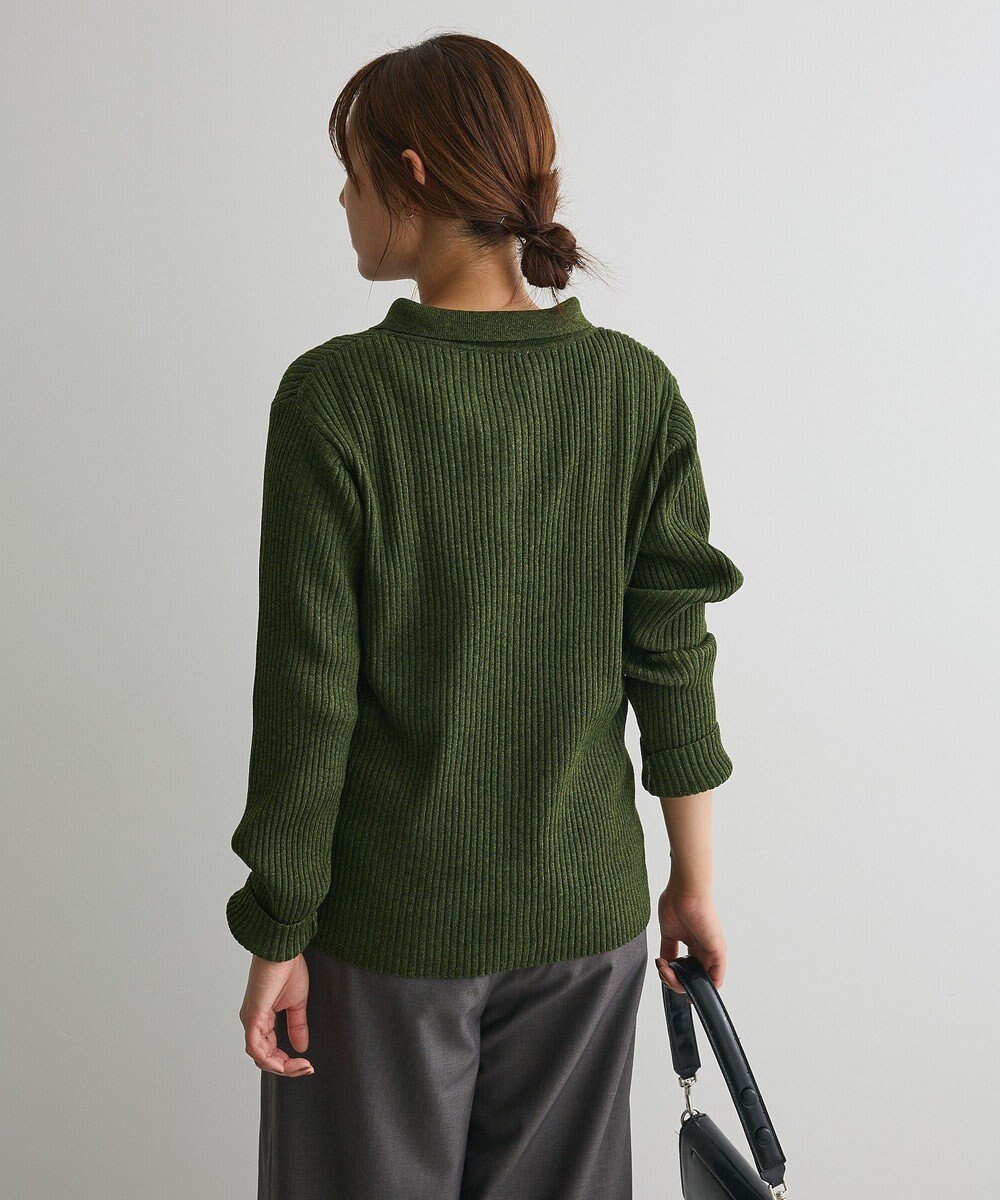 CRAFT STANDARD BOUTIQUE ミックスカラーポロ襟ニットカーディガン 