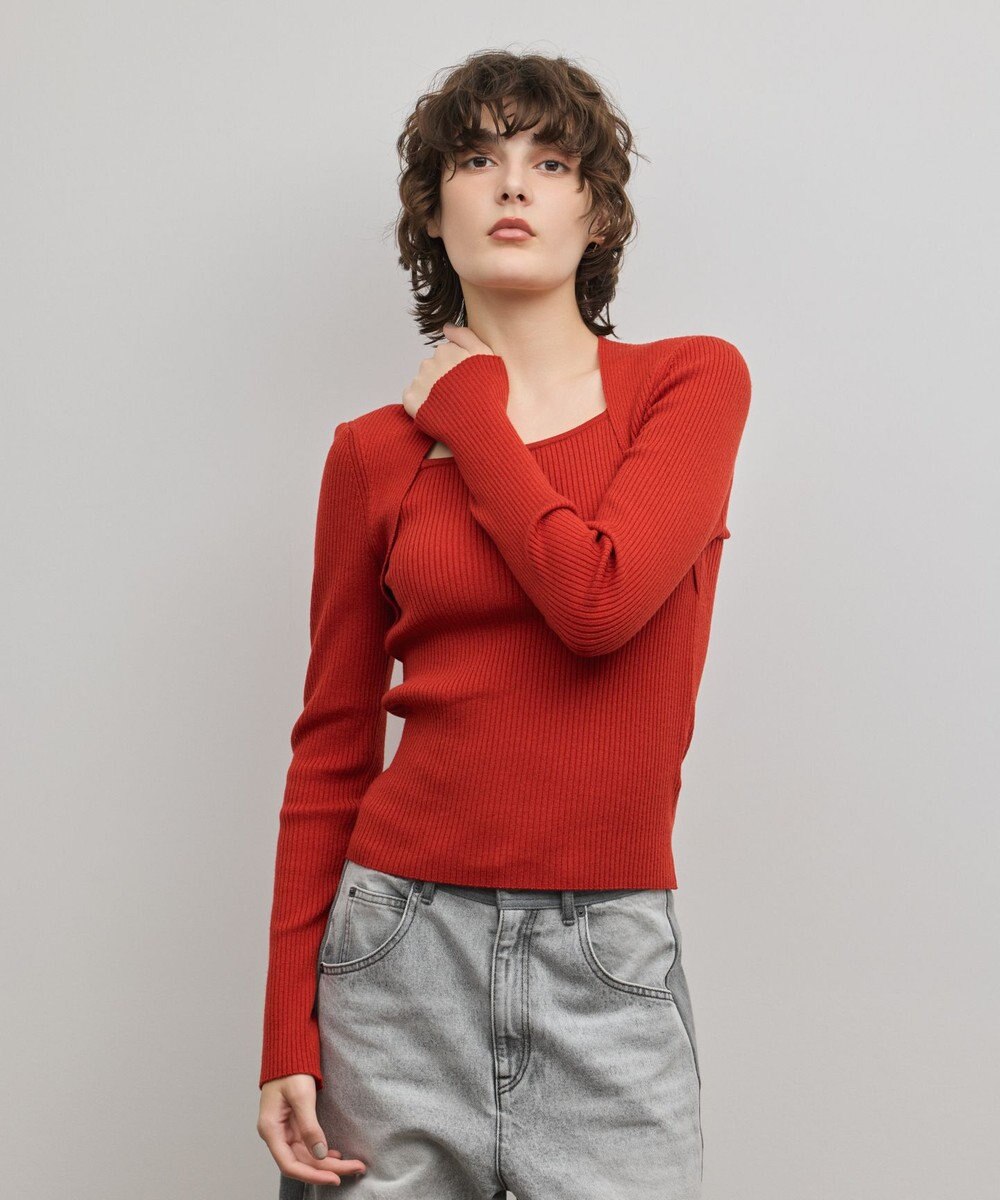 GRACE CONTINENTAL スクエアリブニットトップ 