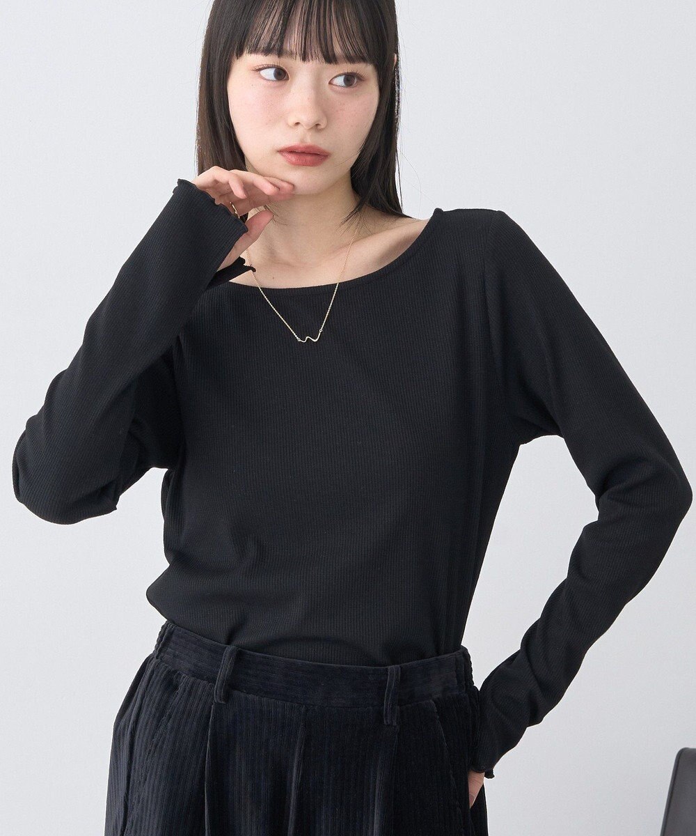 earth music&ecology ラメテレコボートネックプルオーバー 