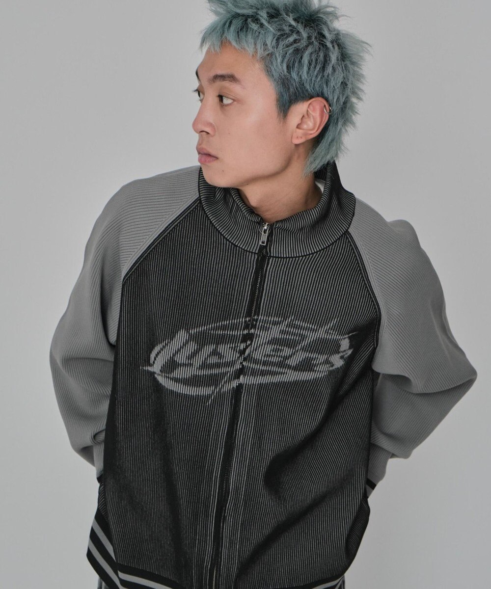 WEGO 【ユニセックス着用ITEM/MLサイズ展開】ラグラングラフィックニットブルゾン 