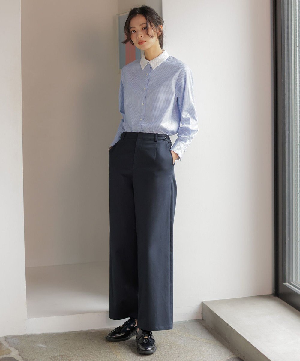 J.PRESS LADIES S チノストレッチ ワイドパンツ 