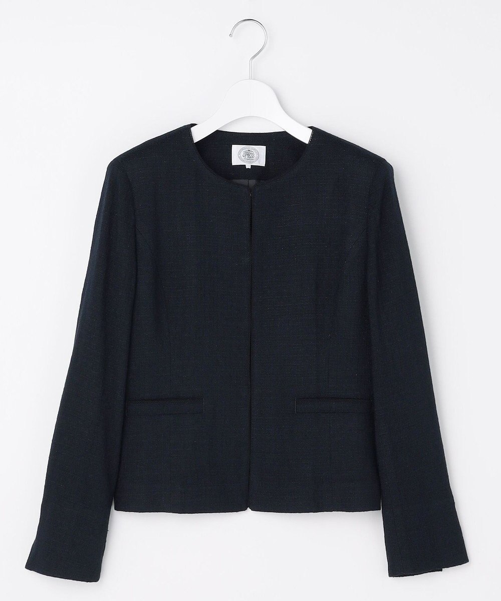 J.PRESS LADIES L 【セットアップ対応】Light Tweed ノーカラー ジャケット 