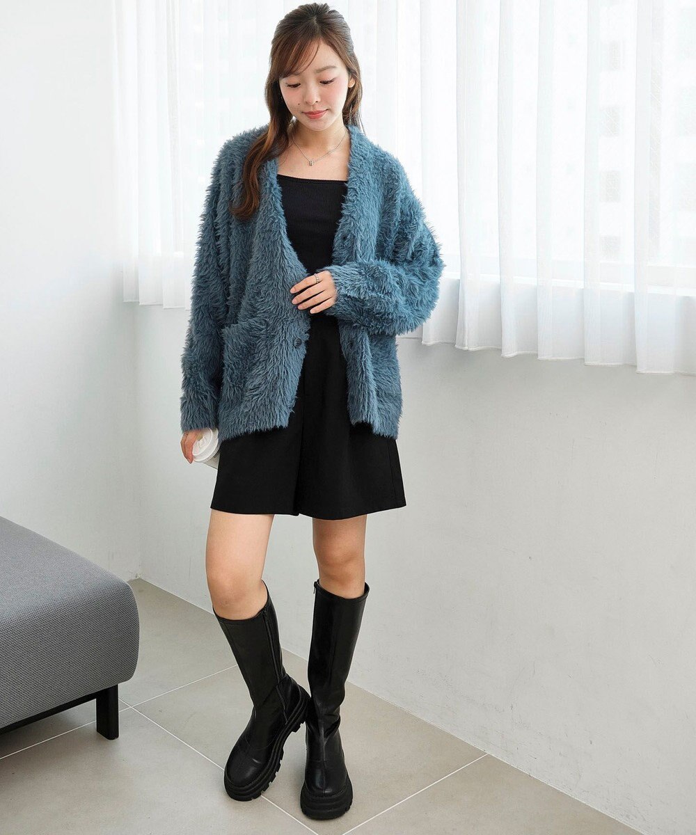 WEGO 【2025秋冬新作/ユニセックス着用ITEM/SMLサイズ展開】フェザーニットカーディガン 