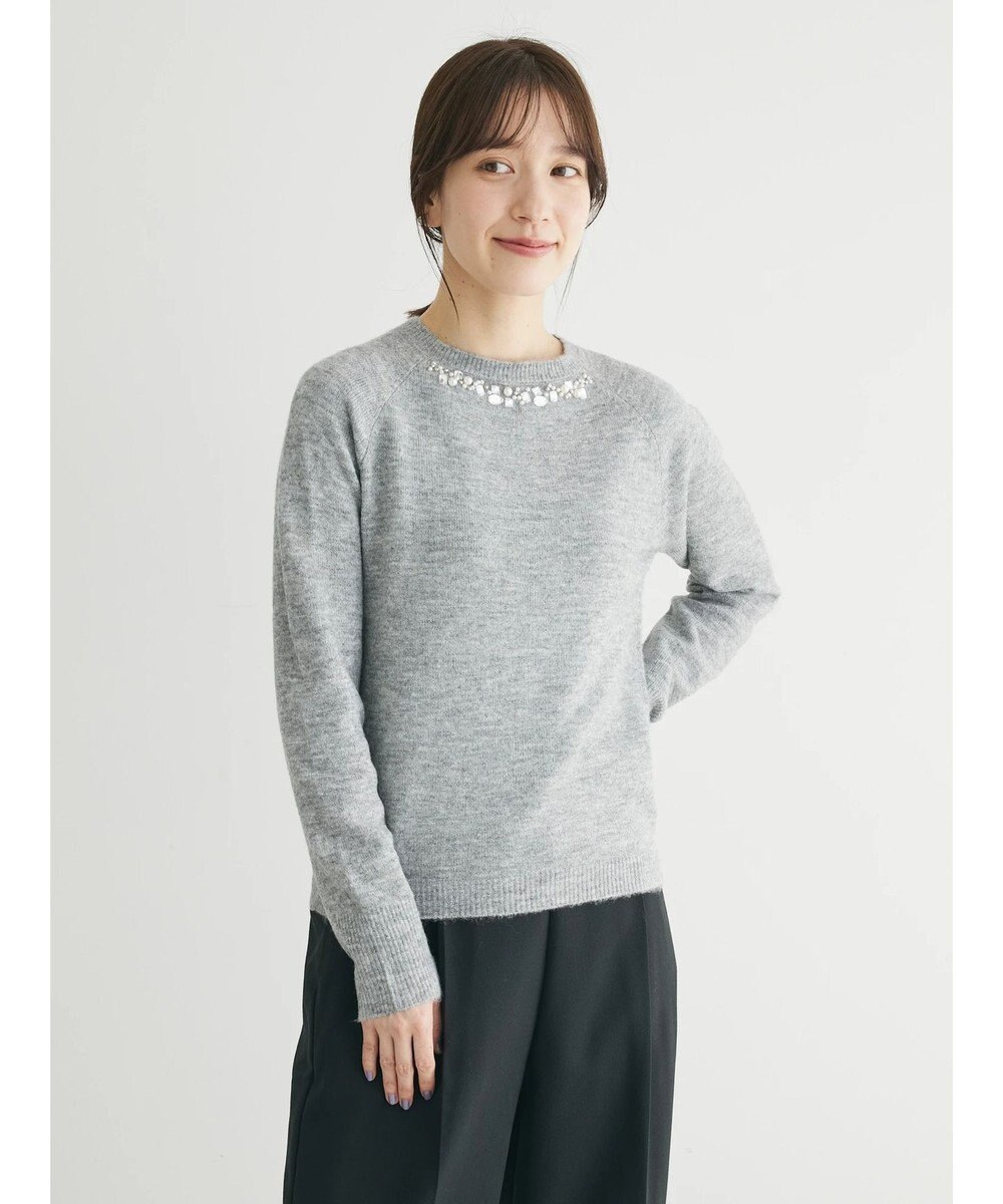 Green Parks ビジュー付きニットプルオーバー 