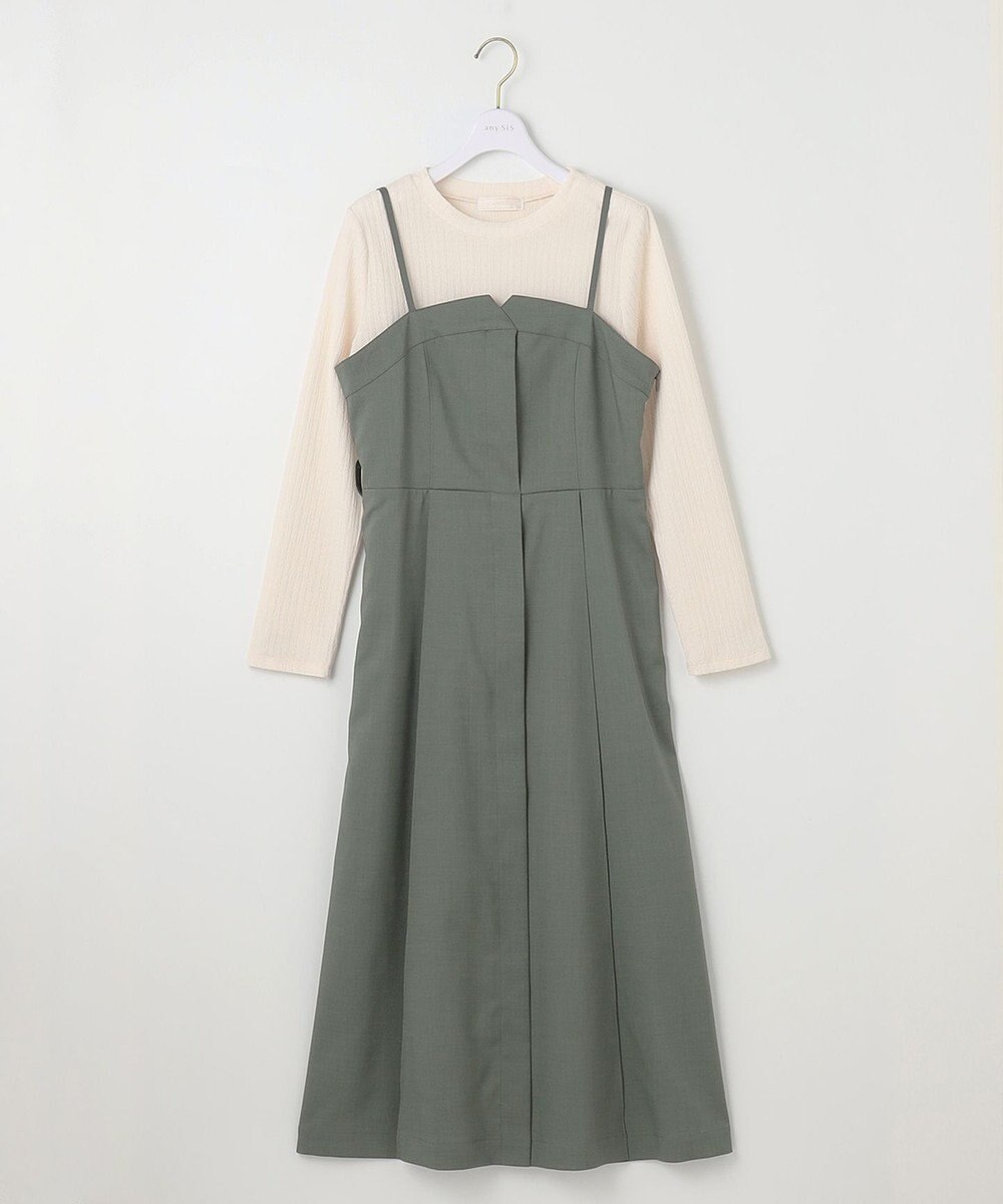 ANY SIS L 【2SET】ビスチェワンピース×シアーラッセルプルオーバーセット 