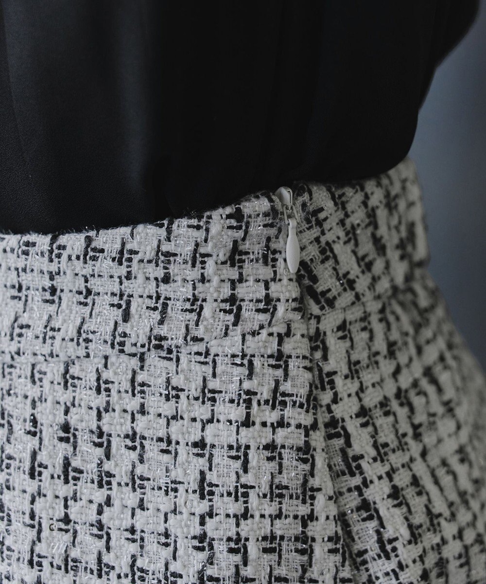 Tiaclasse 【洗える】ツイードタックフレアスカート 