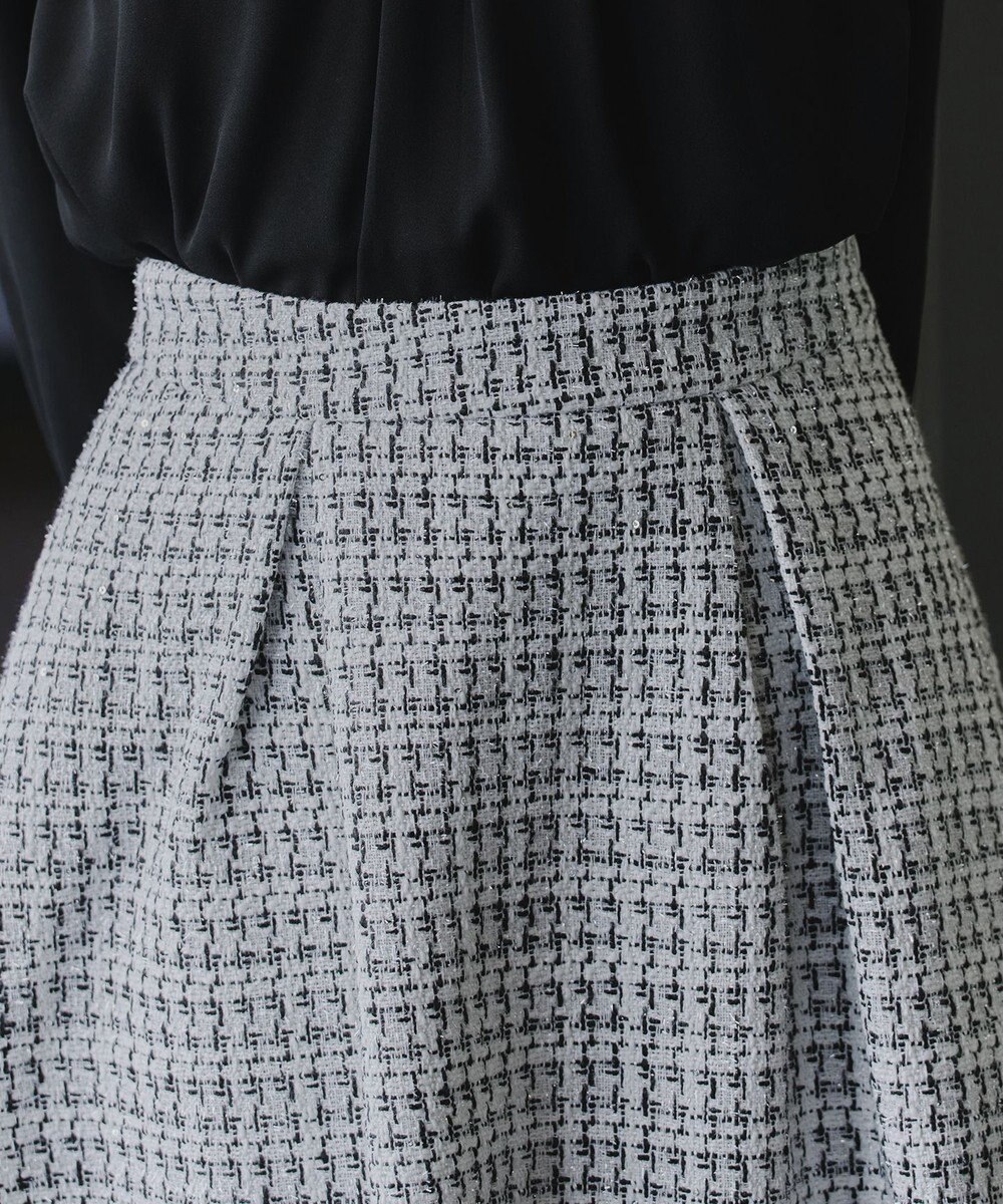 Tiaclasse 【洗える】ツイードタックフレアスカート 
