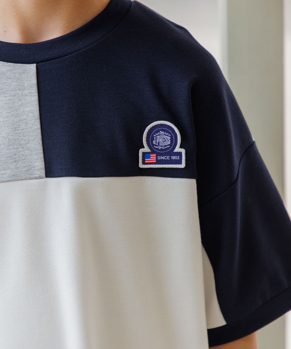J.PRESS KIDS 【吸水速乾】【140-170cm】ポンチローマ トリコロール 切替Ｔシャツ 