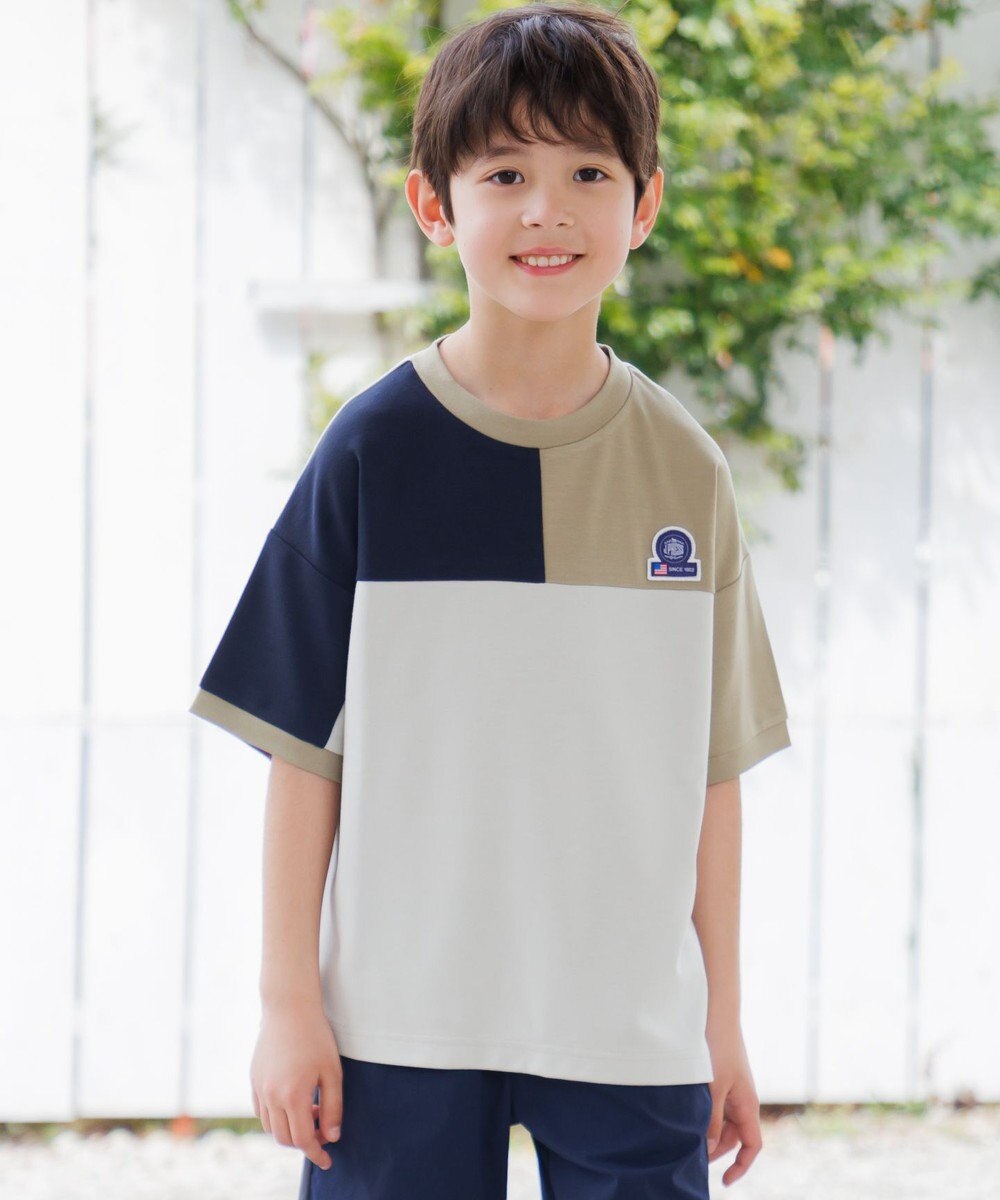 J.PRESS KIDS 【吸水速乾】【140-170cm】ポンチローマ トリコロール 切替Ｔシャツ 