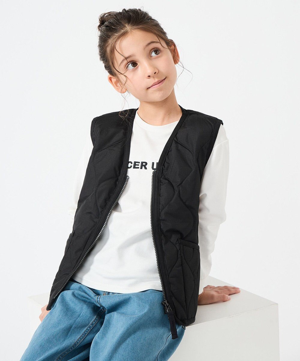 UNFILO 【120-150cm】TAION ミリタリーZIP Vネックダウンベスト(UNISEX) 