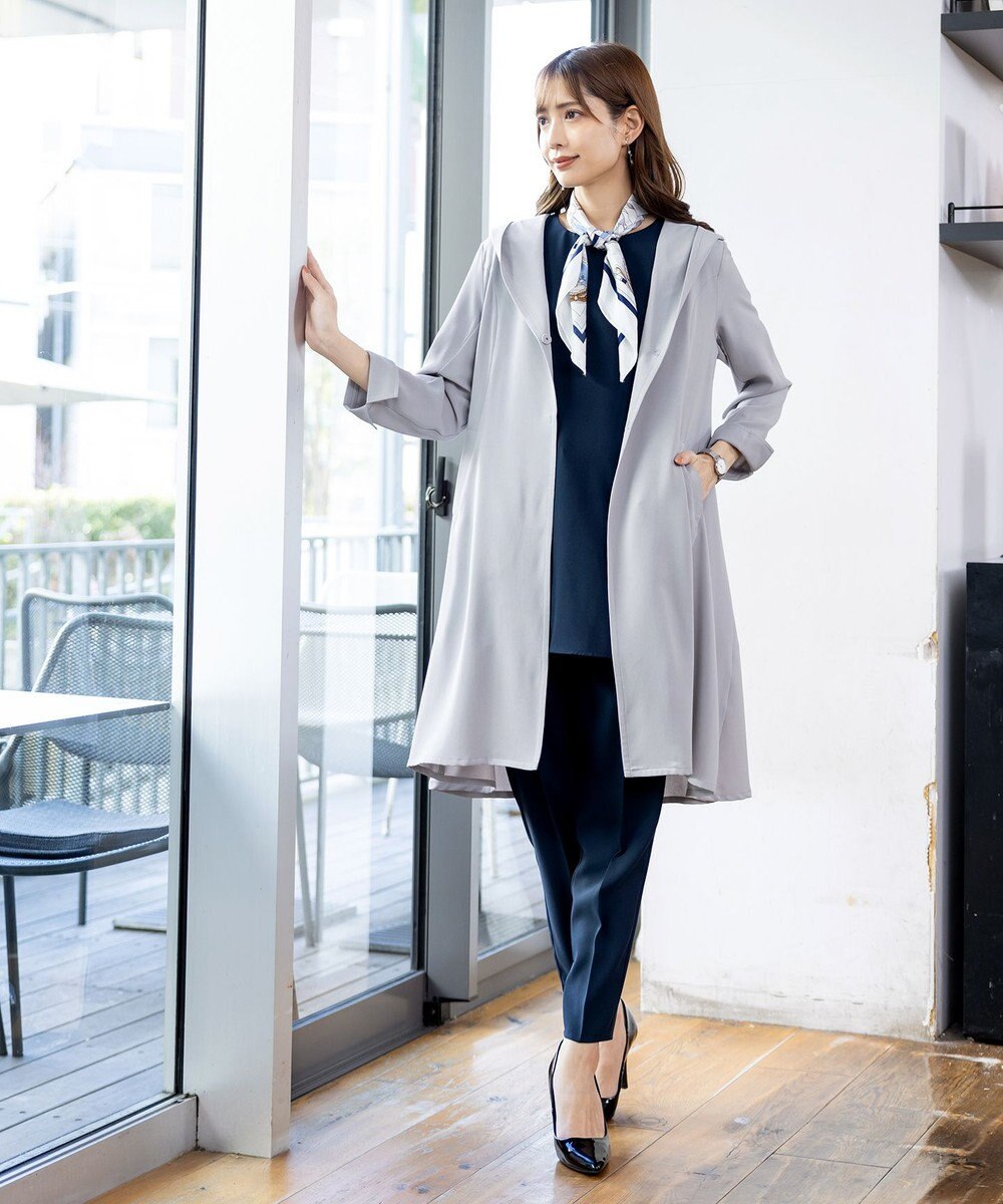 Tiaclasse L 【洗える】バックベルトフーデットコート 