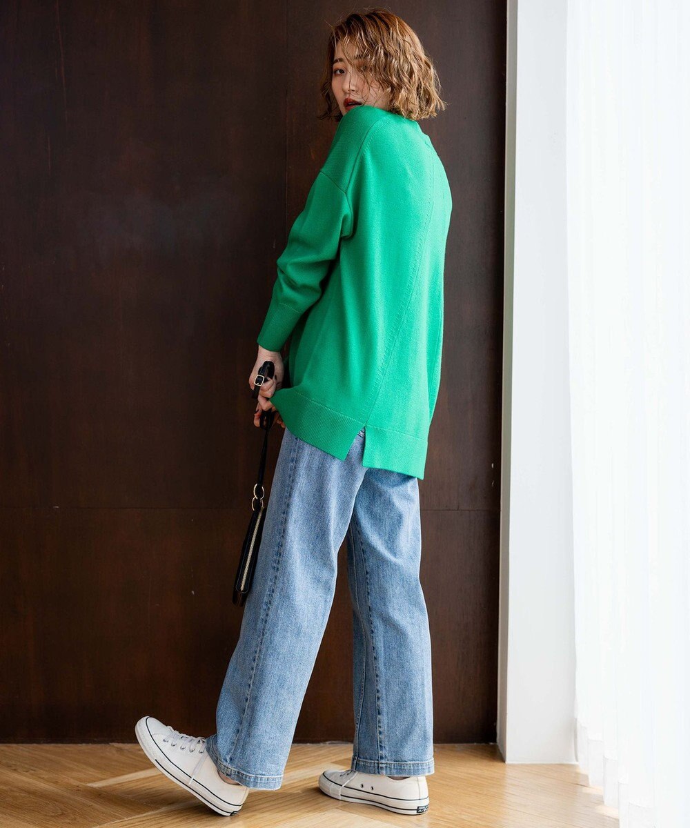 23区 【洗える】ウールミドルゲージ Vネック チュニック ニット 