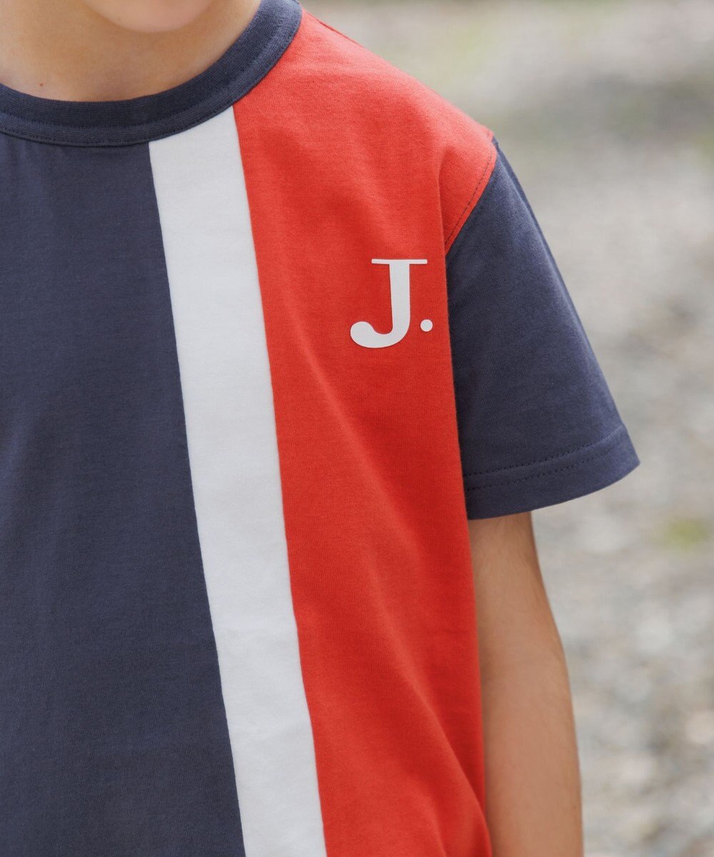 J.PRESS KIDS 【100-130cm】50/2 トリコストライプ 切替Tシャツ 