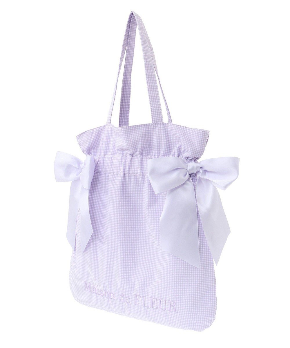 Maison de FLEUR ギンガムチェックダブルリボントートバッグ 