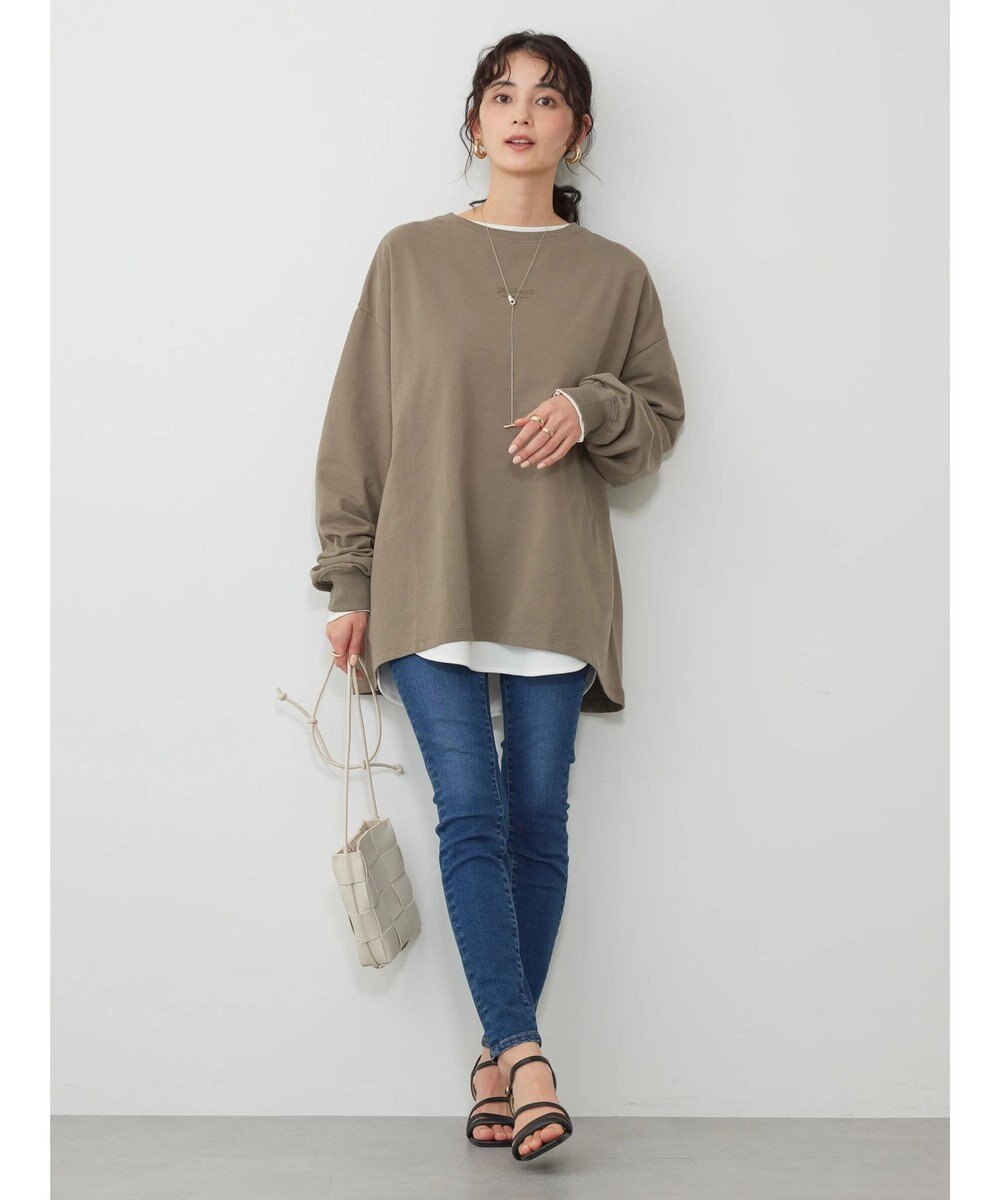 AMERICAN HOLIC 刺繍ロゴミニ裏毛ボートネックチュニック 