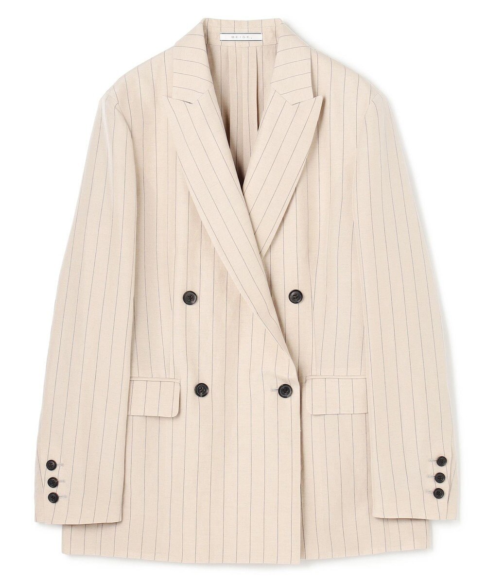 BEIGE， ERYTH / リネンストライプダブルジャケット 