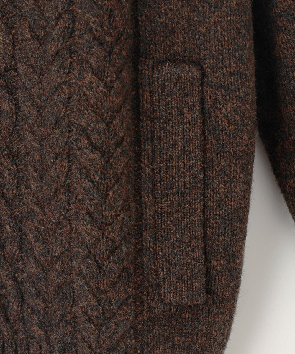 JOSEPH ABBOUD 【イタリア糸使用/軽く暖かい】 ラムウールケーブル柄ショールカラーカーデ 