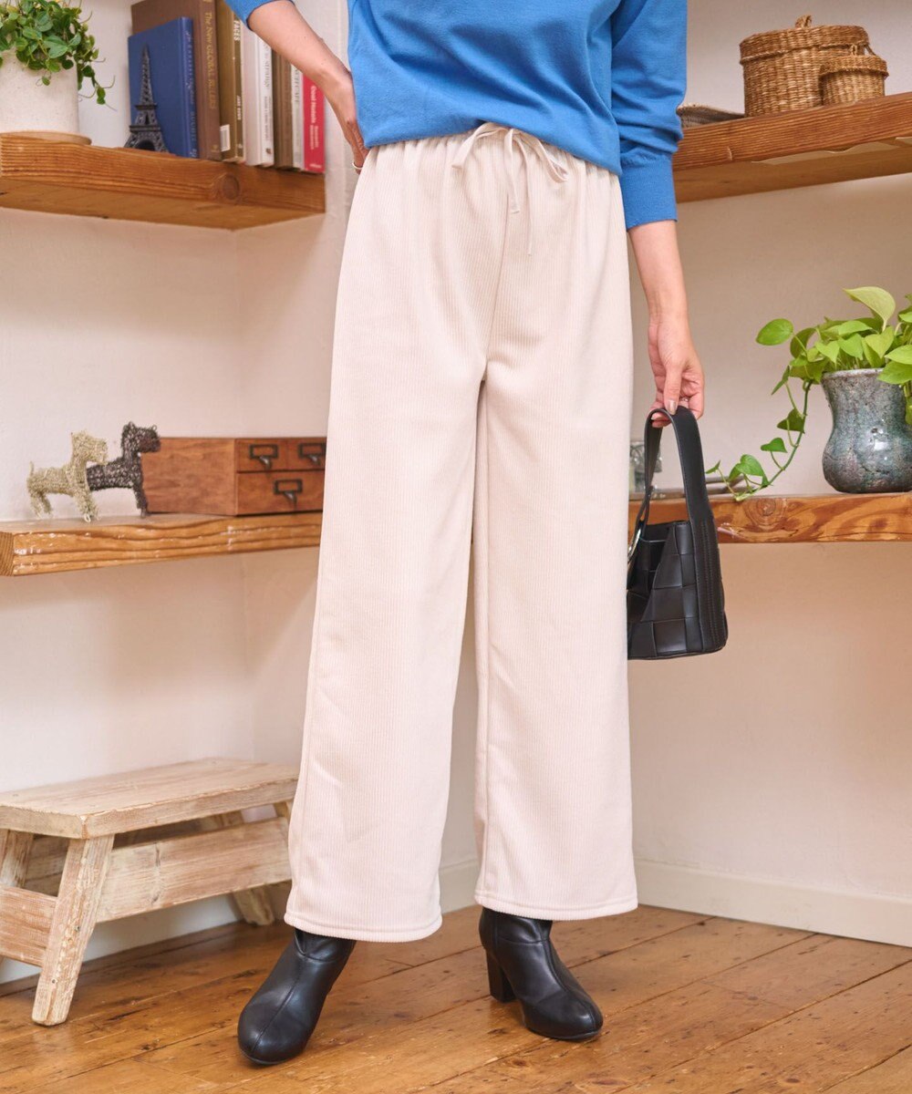 WEGO 【WEB限定/25年秋冬新作/ウエストゴム】裏ベロアワイドイージーパンツ 
