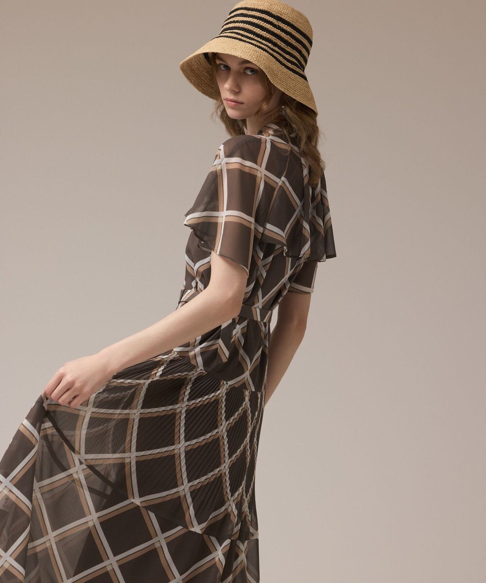 GRACE CONTINENTAL チェックプリントプリーツワンピース 