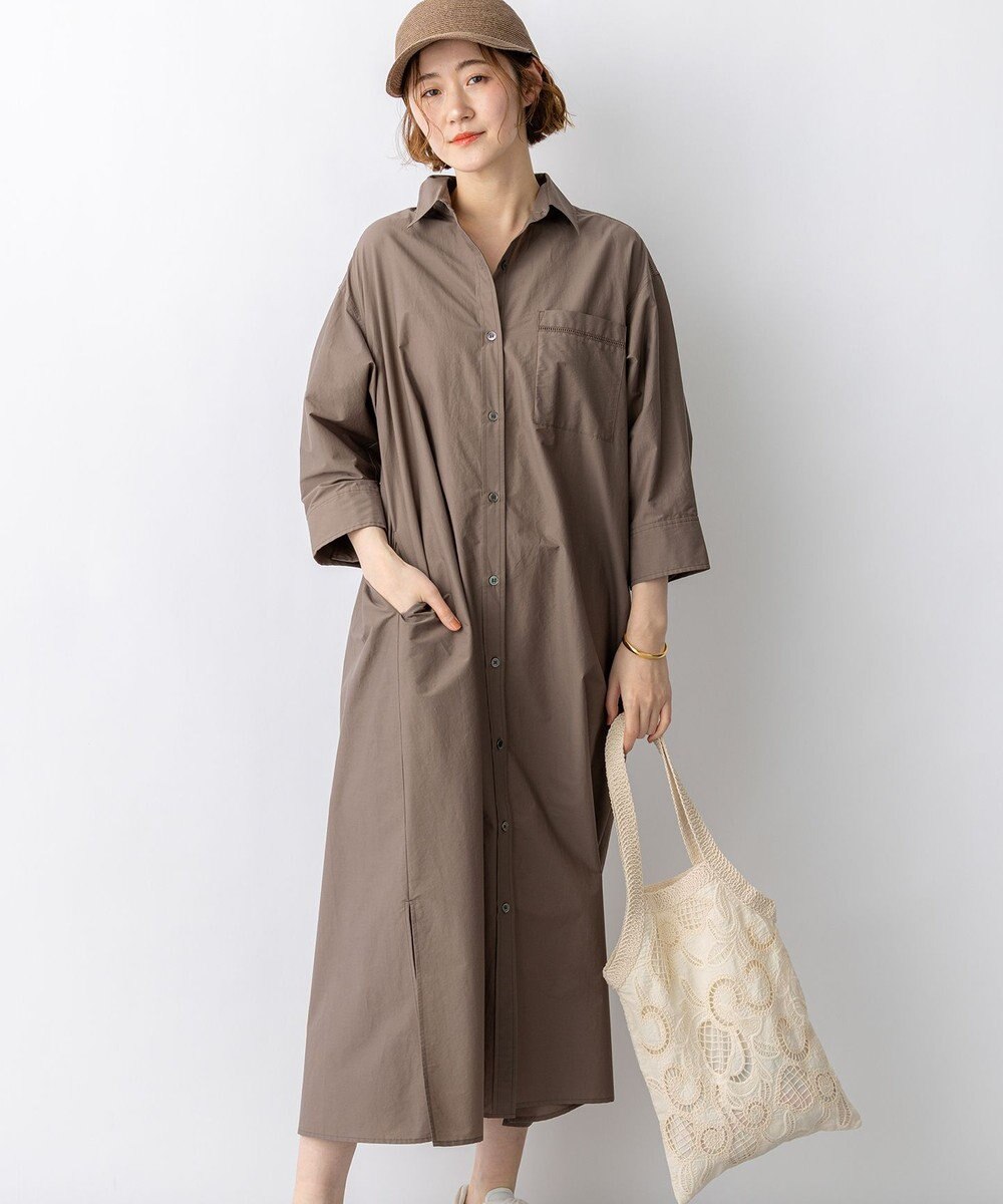 23区 【先行予約】ナイロンコットンタフタ シャツワンピース 