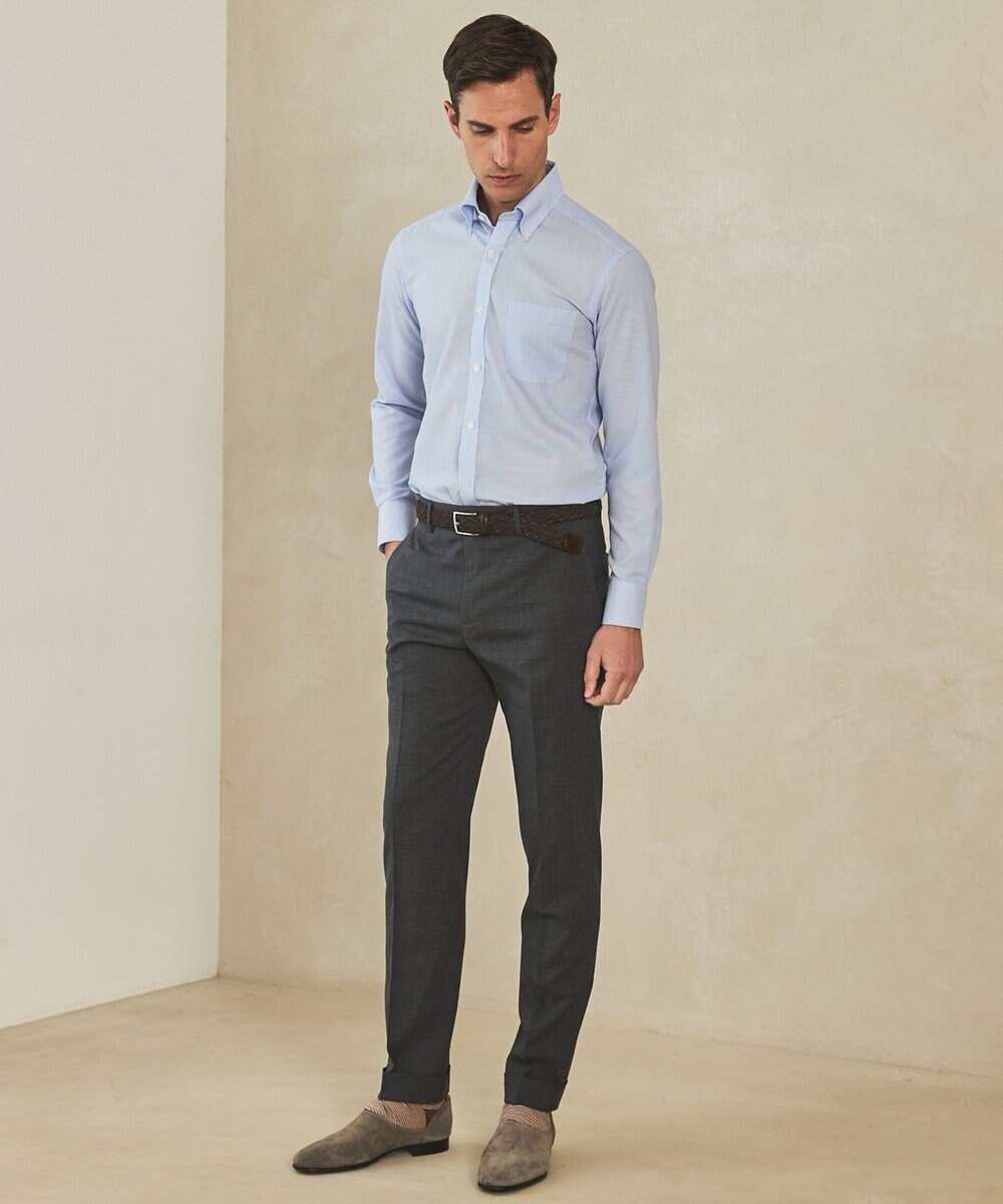 GOTAIRIKU 春夏向け【形態安定】SUMMERPREMIUMPLEATS_ボタンダウンカラー 長袖ドレスシャツ(25/26年モデル) 