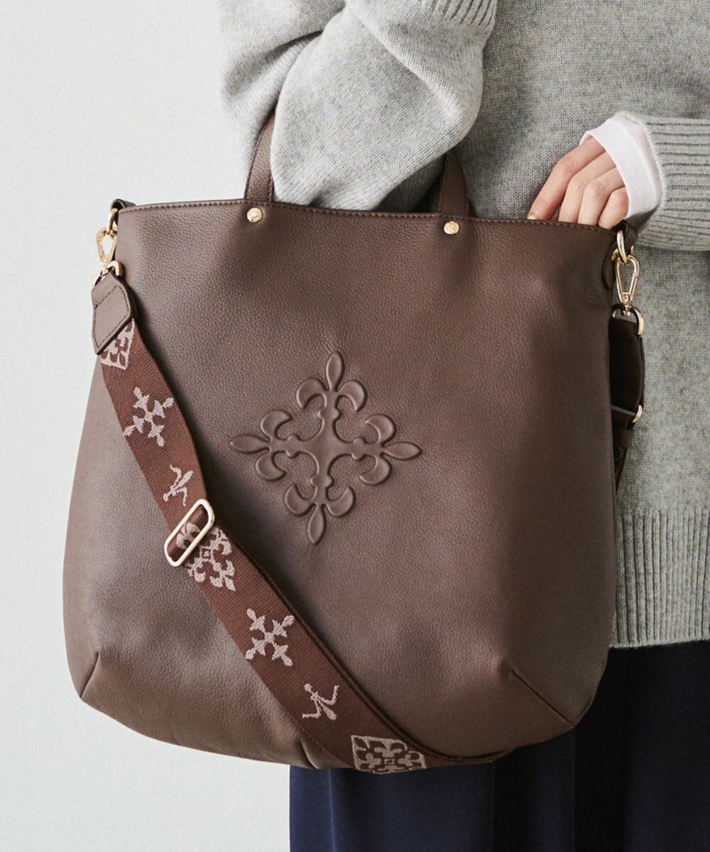 russet エンボスモノグラム ソフトレザー 2WAYトートバッグ(CE-1611) 