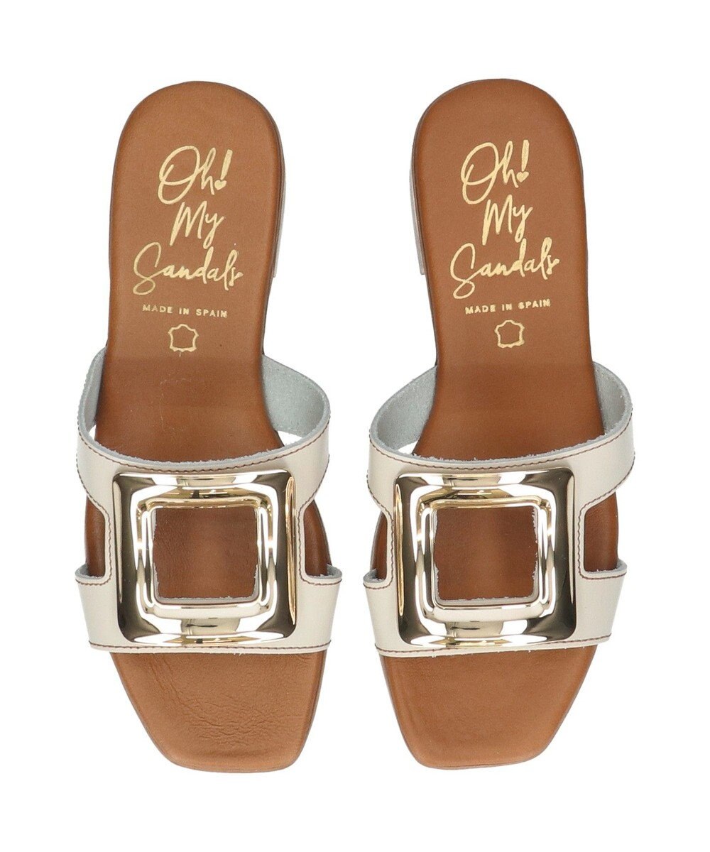 INTER-CHAUSSURES 【Oh my Sandals】メタルバックルローヒールミュールサンダル 