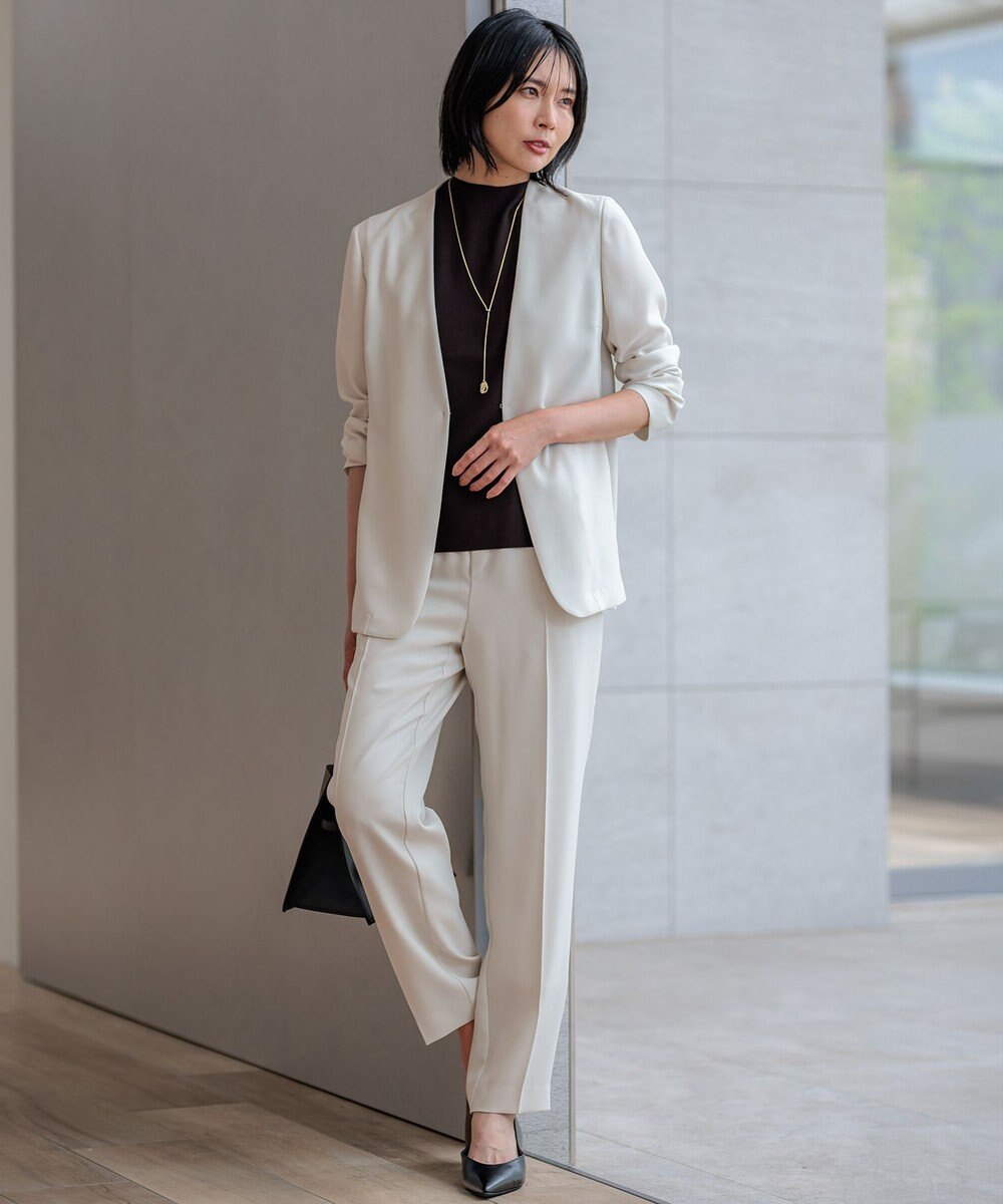 23区 S 【洗える/吸水速乾/UVカット/接触冷感】ストレッチジョーゼット ノーカラー ジャケット 