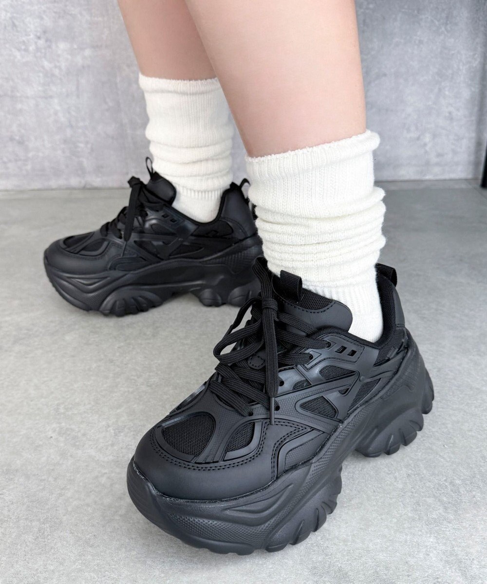 WEGO 【SMLサイズ展開】ラバーコンビ厚底スニーカー 