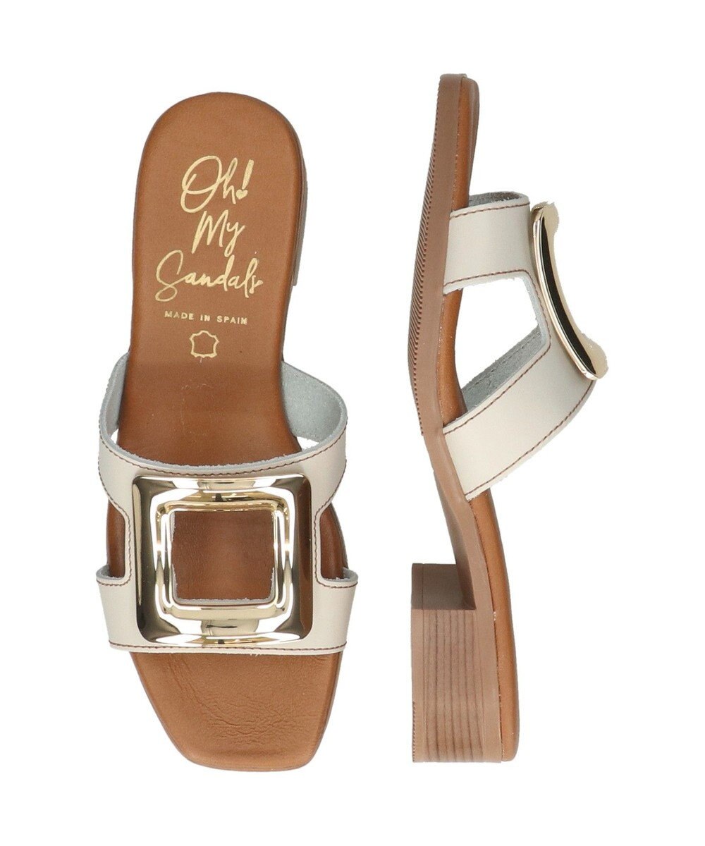 INTER-CHAUSSURES 【Oh my Sandals】メタルバックルローヒールミュールサンダル 