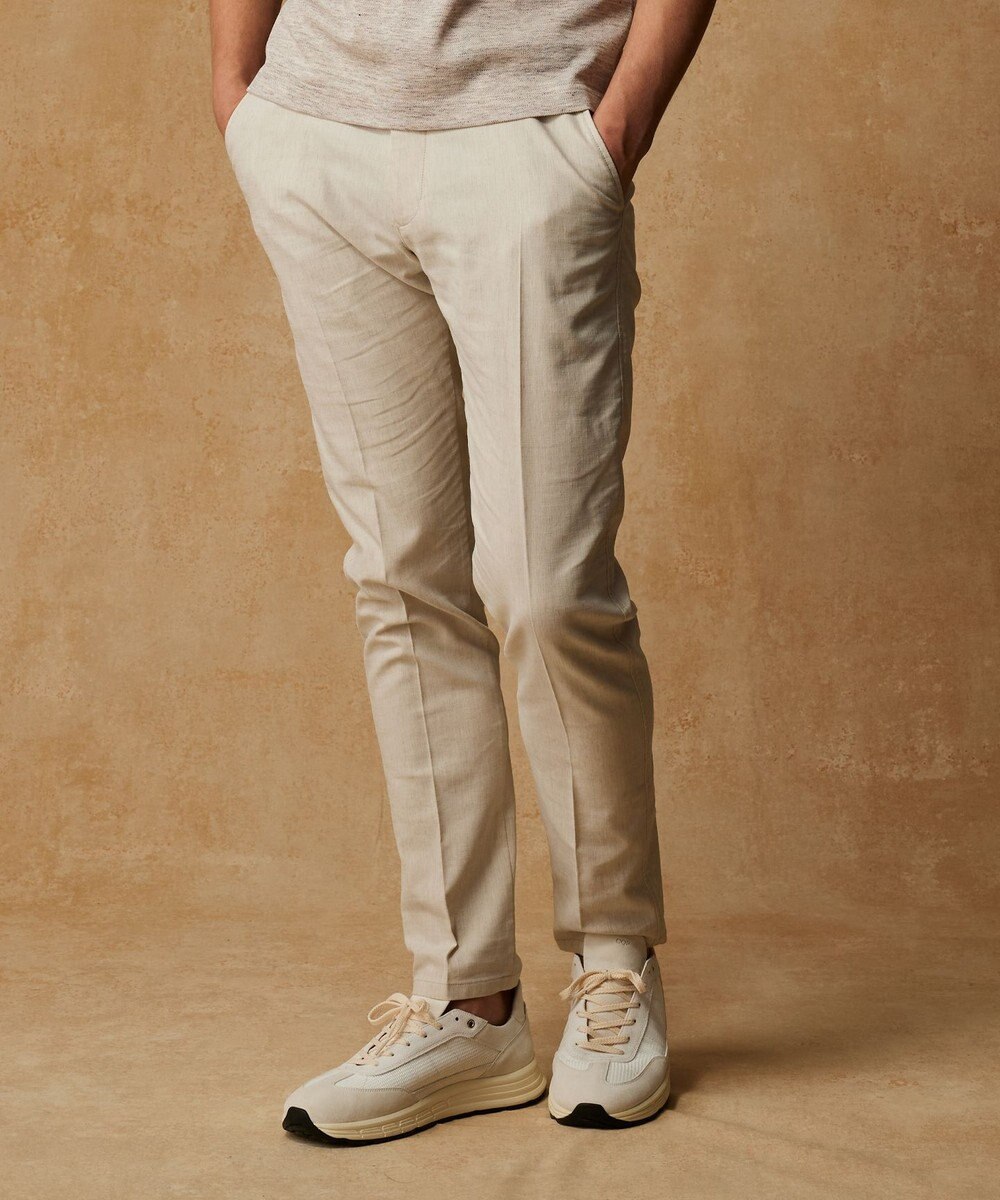 JOSEPH ABBOUD 【キングサイズ・ウエストも伸びる/清涼/ストレッチ】ストレッチリネンシャンブレーパンツ 