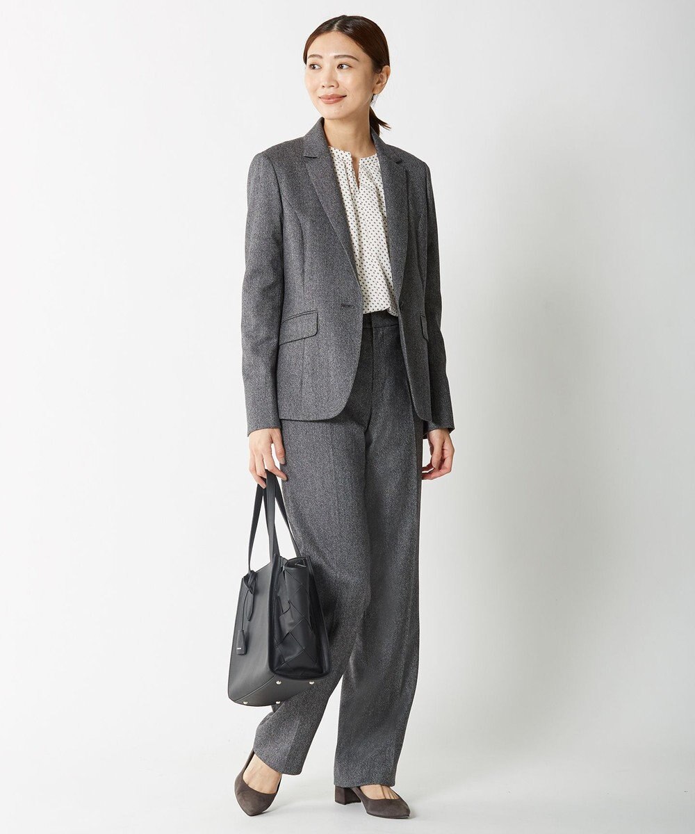 J.PRESS LADIES 【セットアップ対応】ウールストレッチツイード ストレート パンツ 