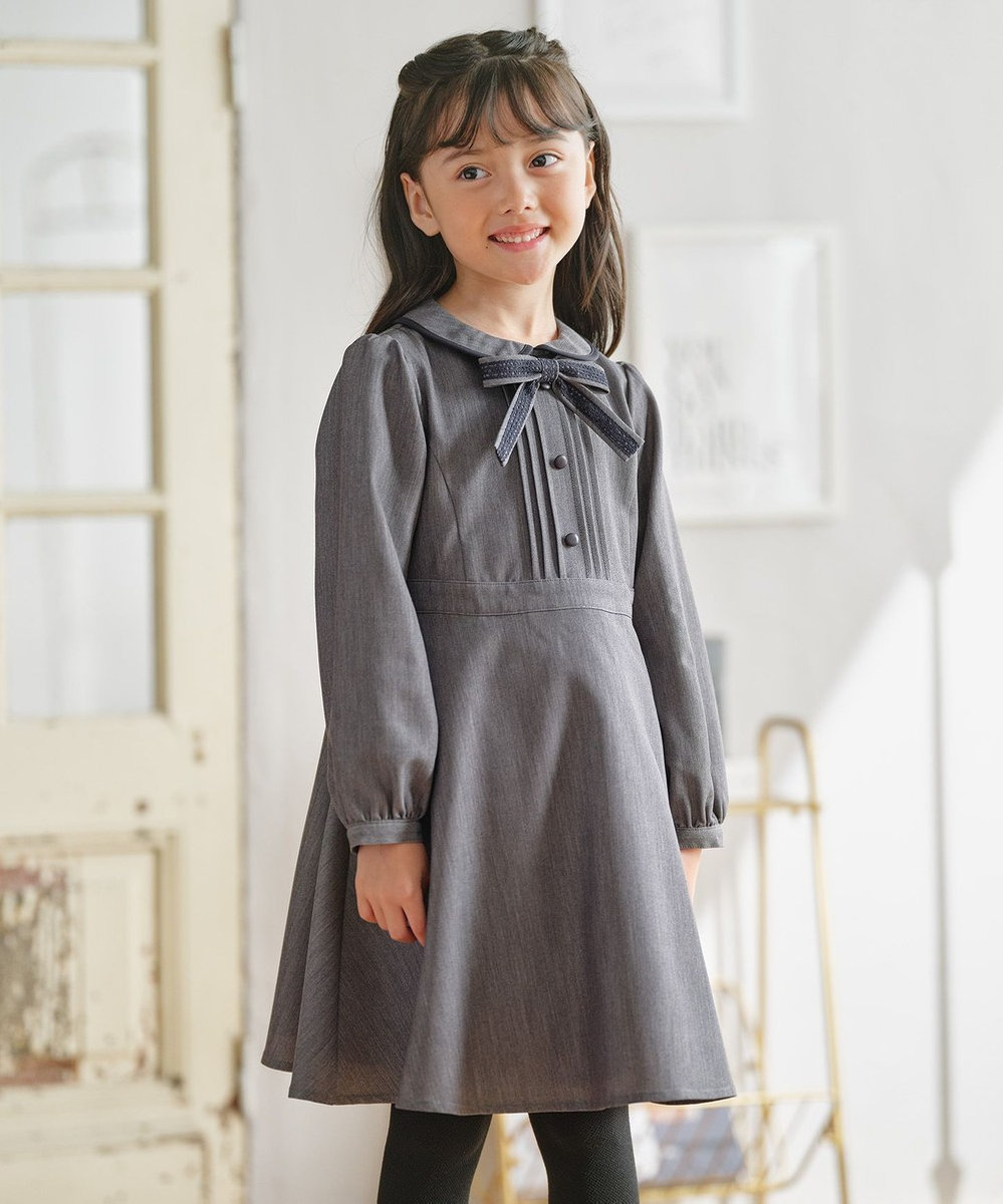 組曲 KIDS 【110-140㎝】 クラシカルグレーワンピース 