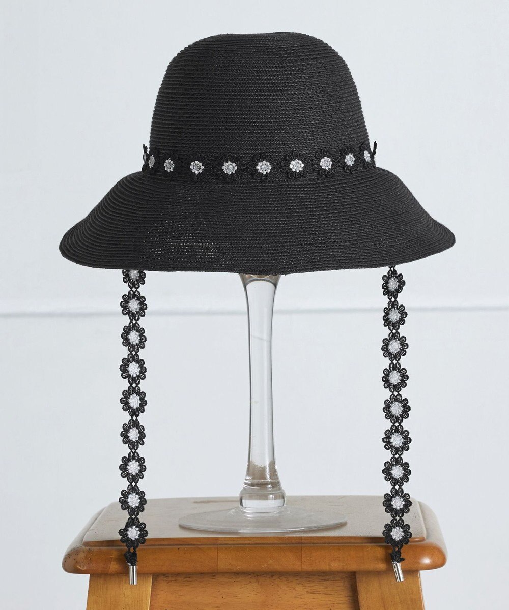 Tiaclasse フラワーレース付きクロッシュハット 