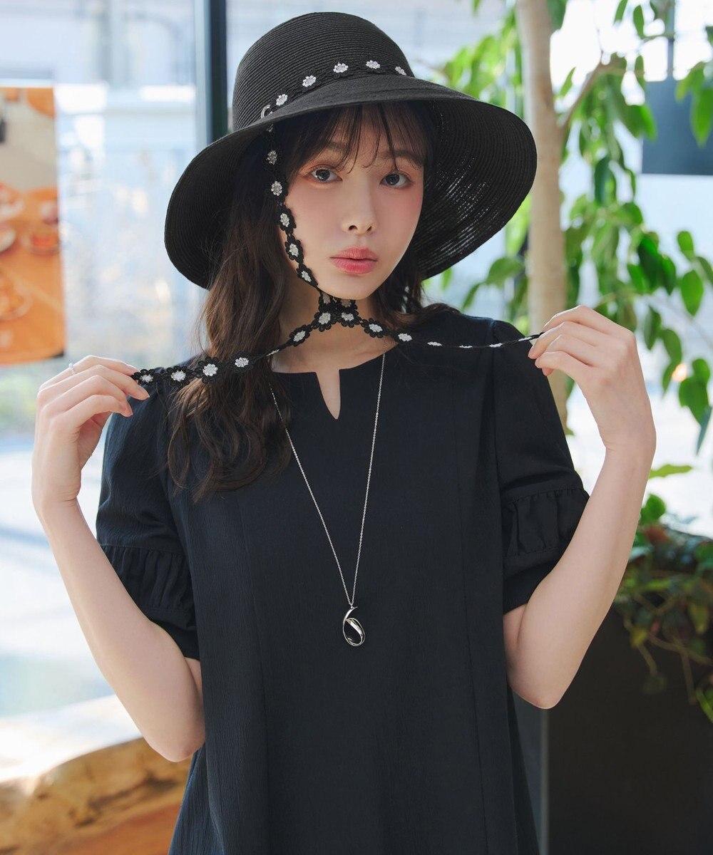 Tiaclasse フラワーレース付きクロッシュハット 