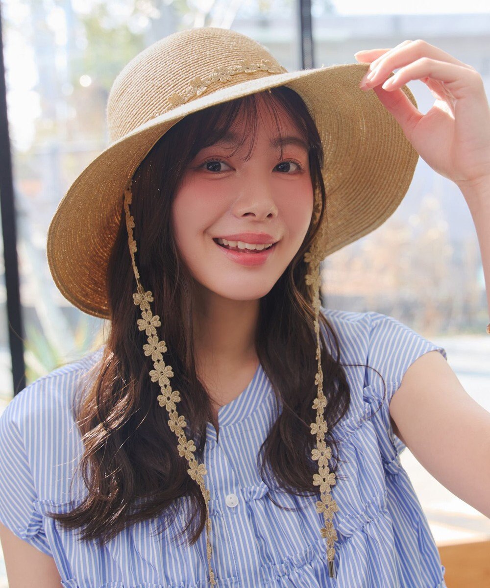 Tiaclasse フラワーレース付きクロッシュハット 