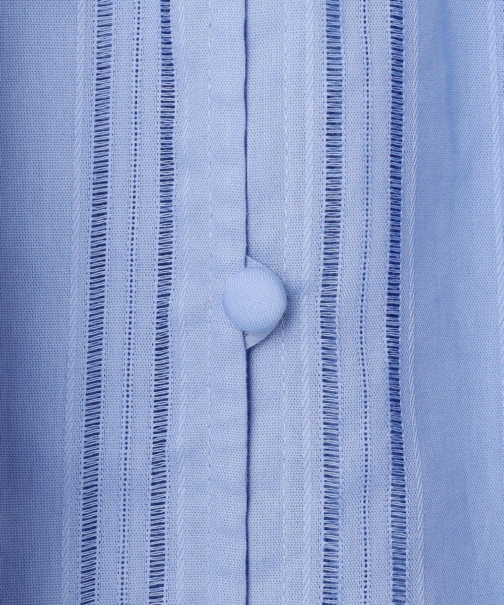 UNFILO ストライプレース ギャザーブラウス 