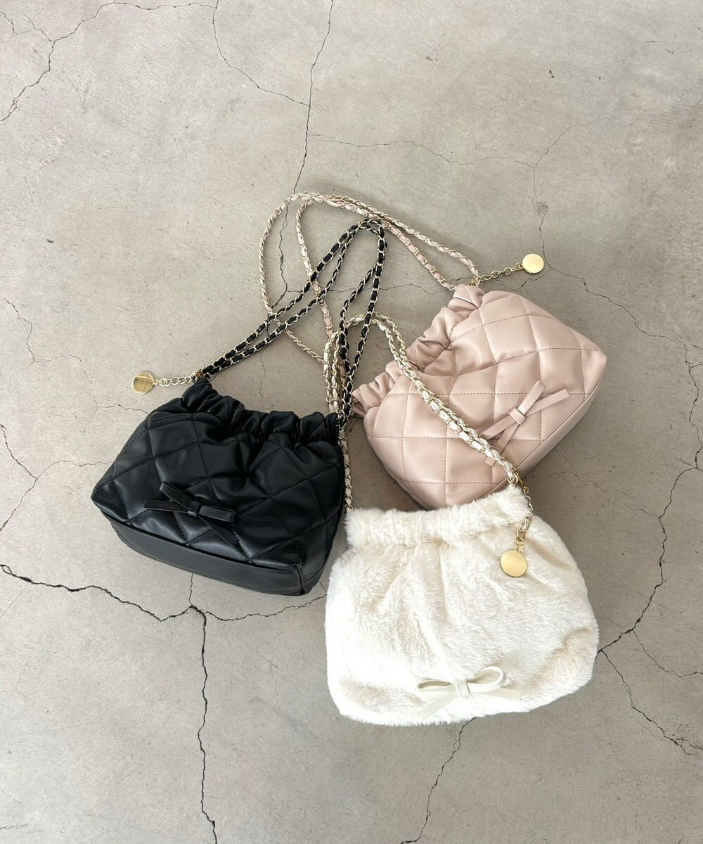 Feroux キルティング＆エコファー チェーンバッグ 