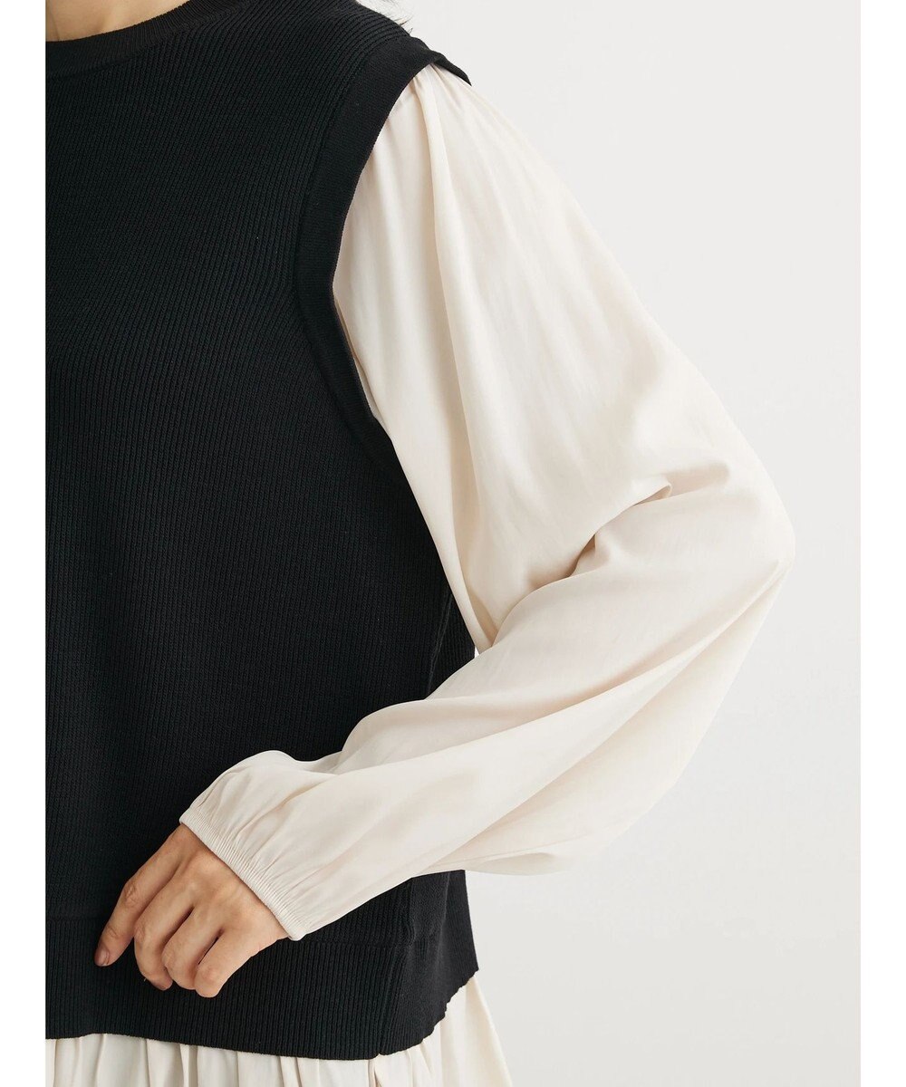 Green Parks とろみ布帛ドッキングニットチュニック 