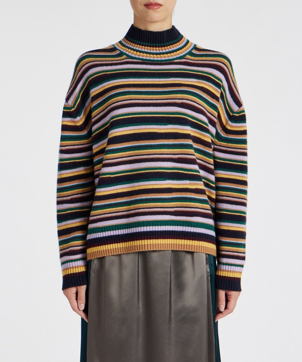 Paul Smith Broken Stripe モックネック ニット ダークレッド