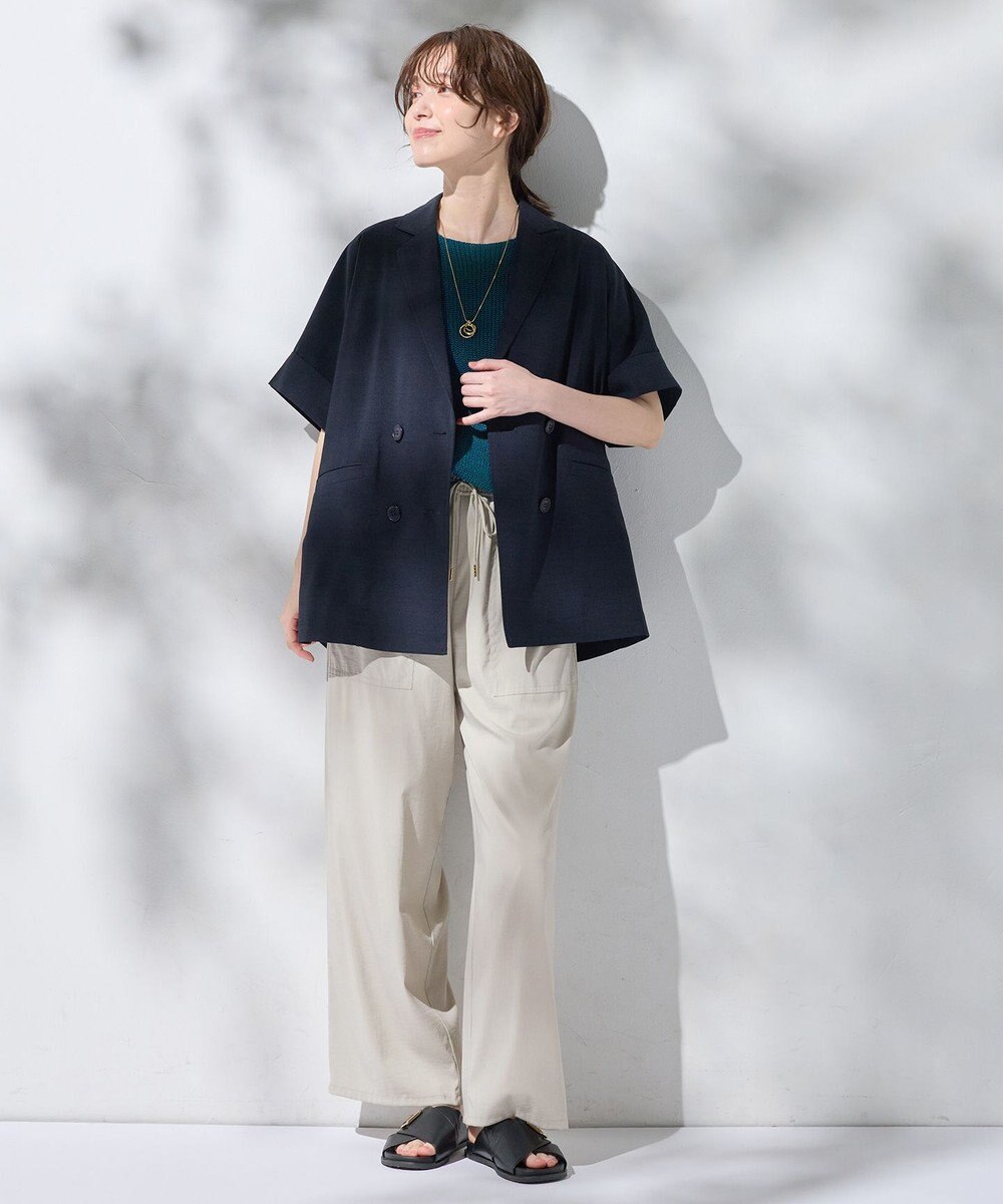 ANY 【洗濯機可/セットアップ可/UVケア/速乾/イージーケア】サラサラテックリネン半袖テーラードジャケット 