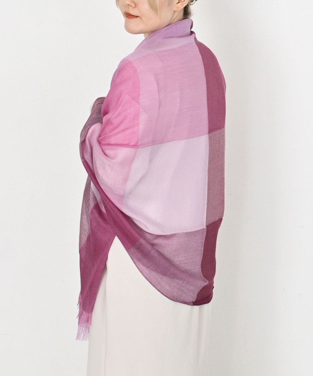 muto ブロックチェック シルクカシミヤストール 