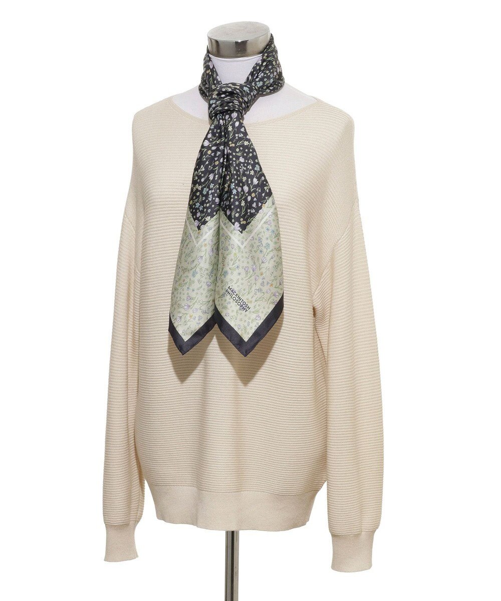 MOONBAT 【シルク100%】MACKINTOSH PHILOSOPHY(マッキントッシュ フィロソフィー）小花柄 シルクプリントスカーフ 日本製 68cm×68cm  UV対策 