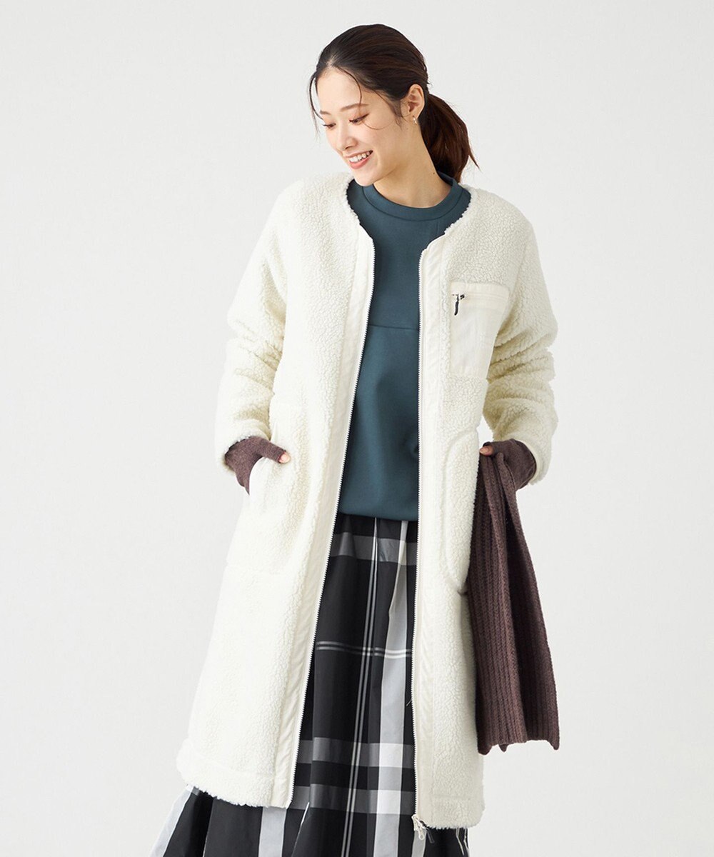 SHARE PARK LADIES 【LADIES】ボアフリースロングカーディガン 