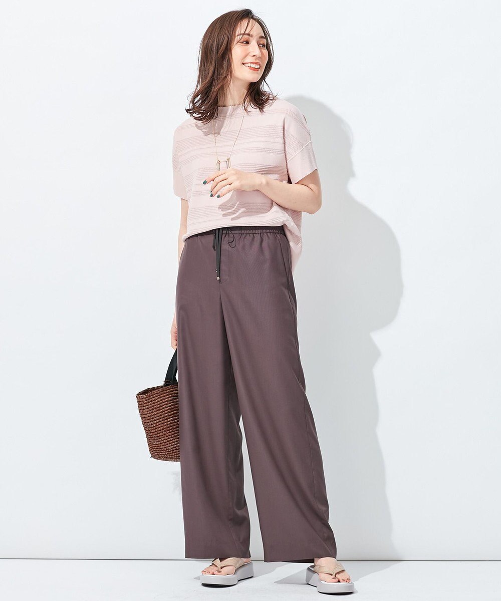 自由区 【洗える】クレープストレッチボーダー ニット 