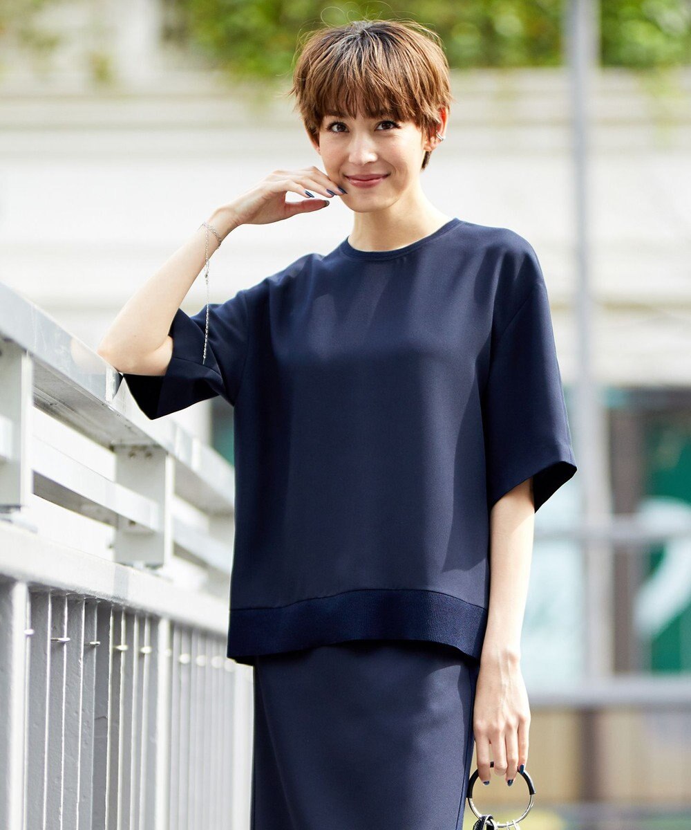 ICB 【新色追加・洗える】 FluidBackSatin Tブラウス 