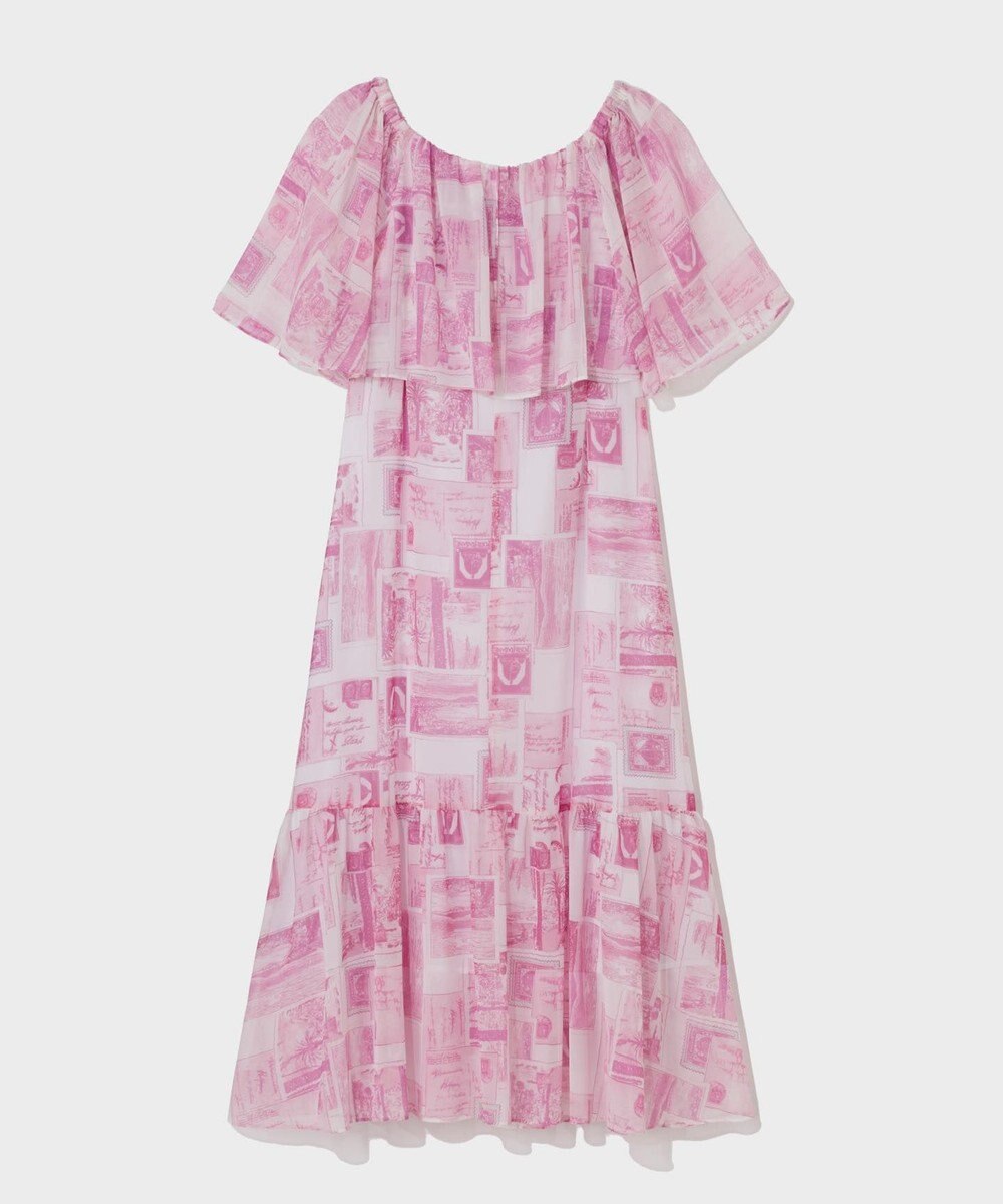 GRACE CONTINENTAL シフォンプリントドレス 