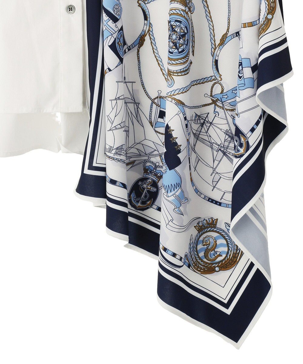 YECCA VECCA スカーフデザインアシメシャツ 