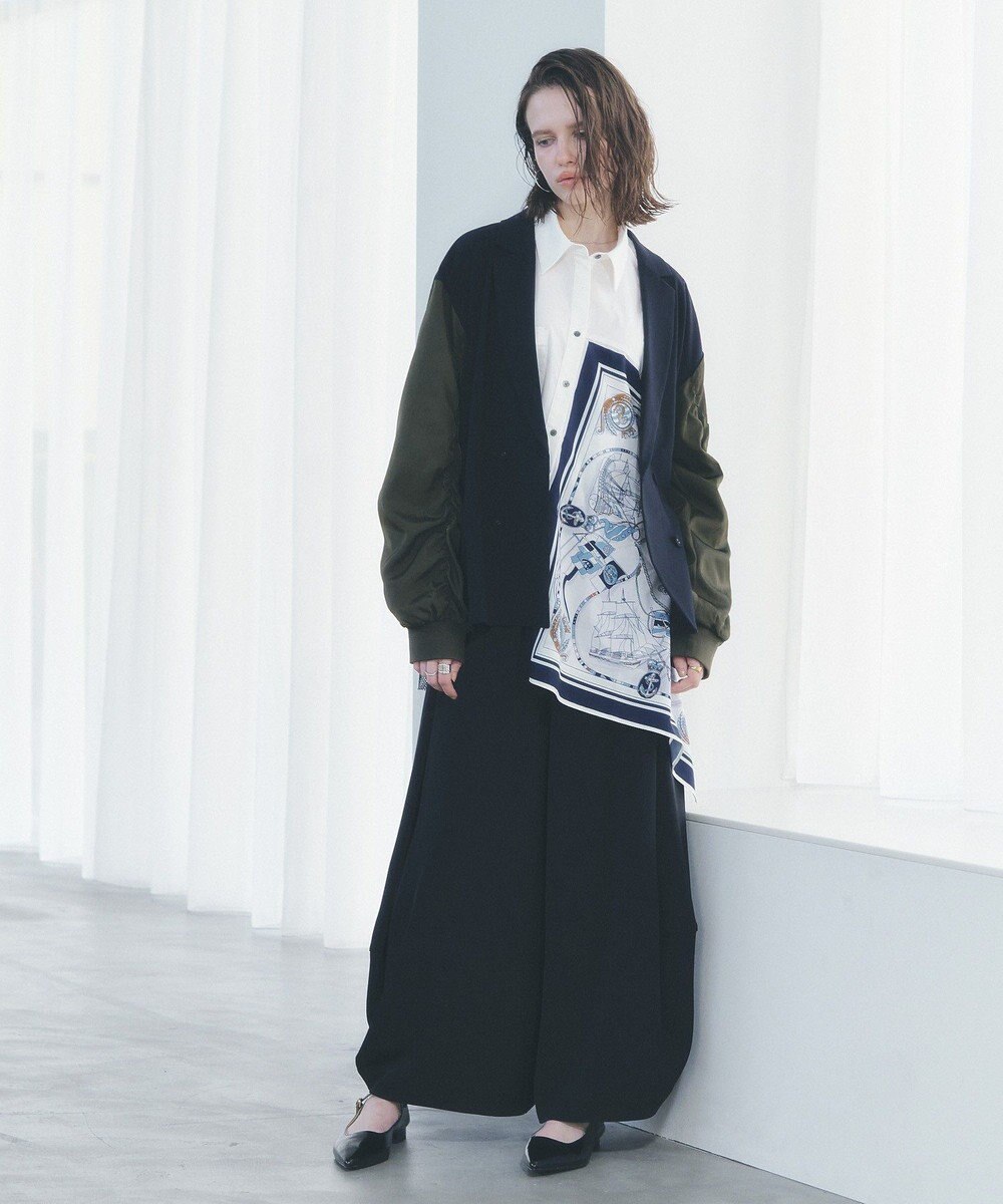 YECCA VECCA スカーフデザインアシメシャツ 