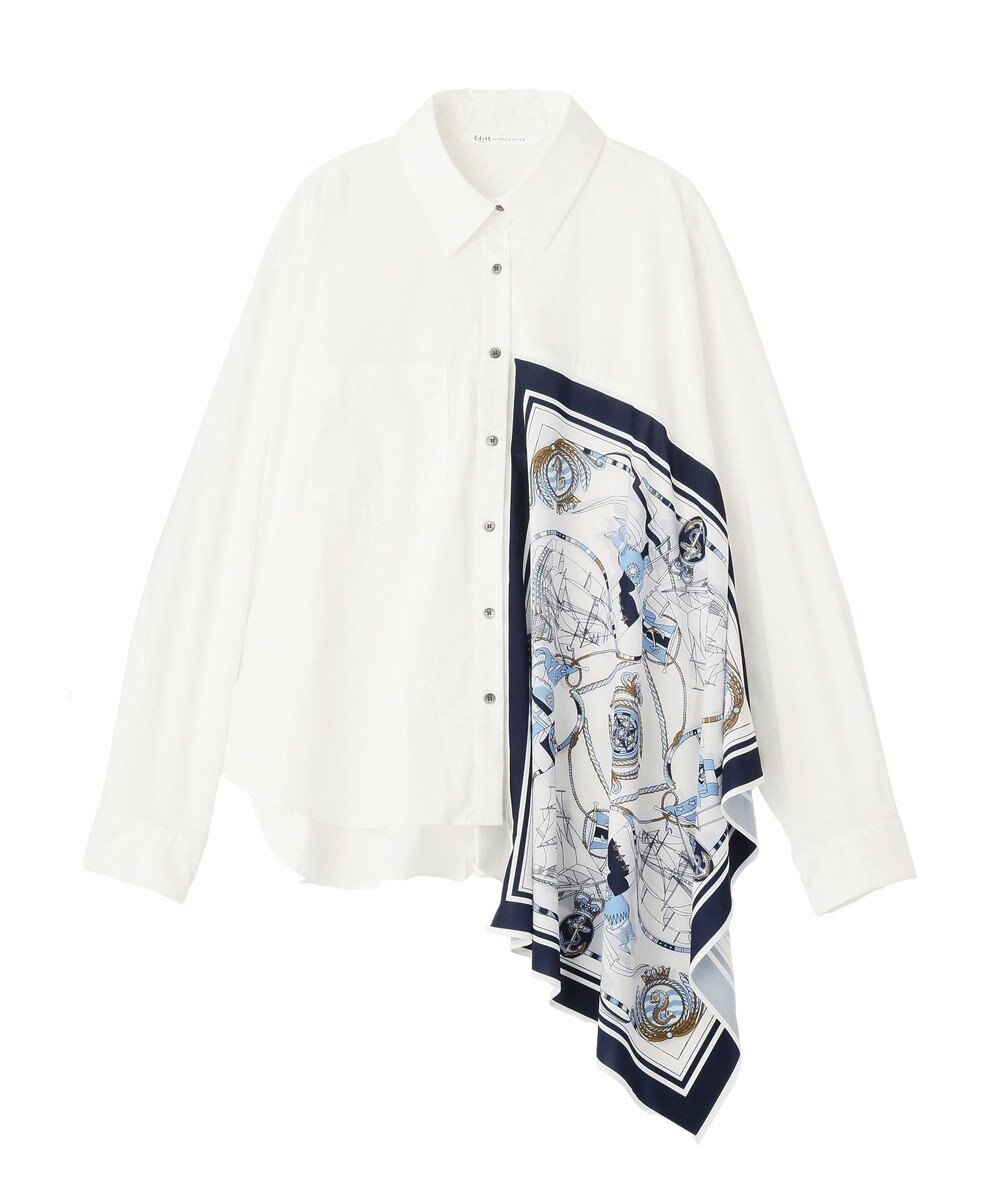 YECCA VECCA スカーフデザインアシメシャツ 